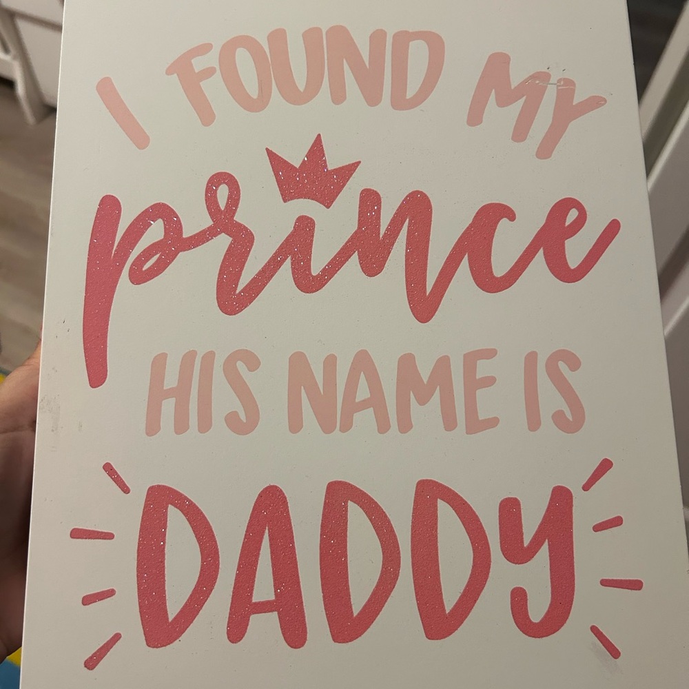 Decorative Sign with Pink Text
